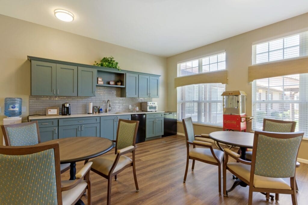 Communal kitchen at the Inspirations of Peoria senior living.